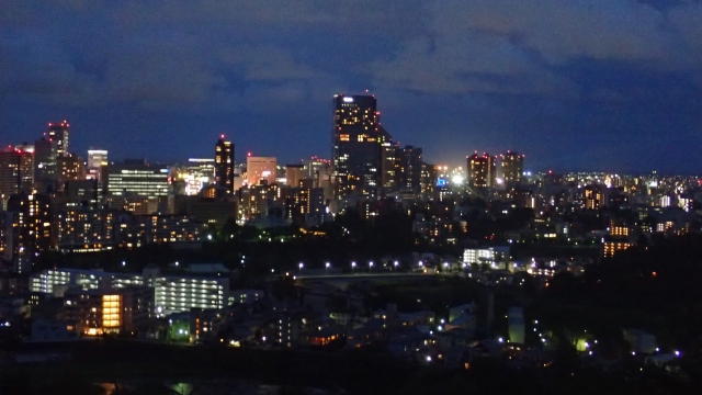 仙台城址から見る仙台の夜景写真