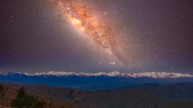 北アルプスと星空写真