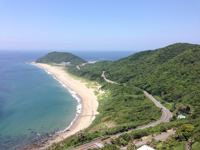 岬へ伸びる渥美半島の道