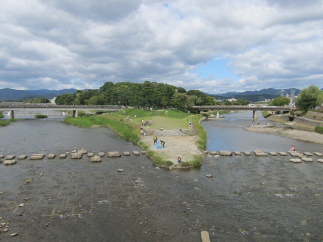 鴨川デルタで休憩