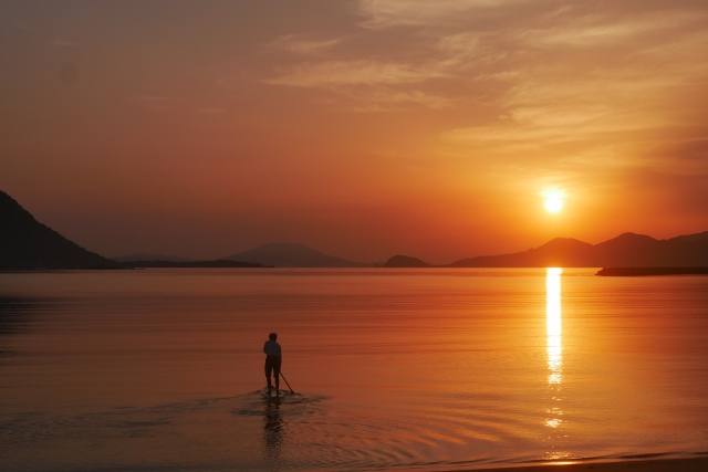 夕焼けSUPの風景