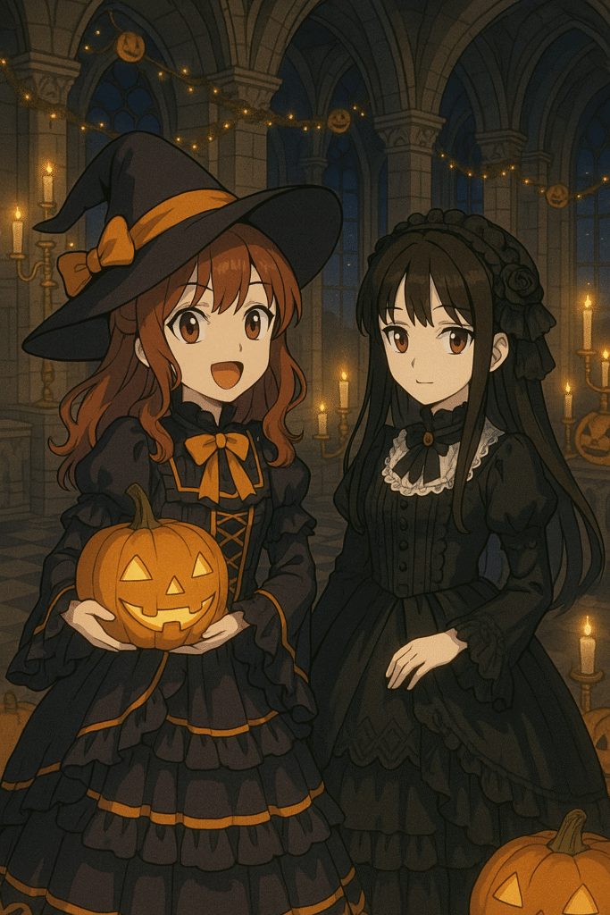 ヨーロッパの古城でのハロウィンパーティーのイメージ