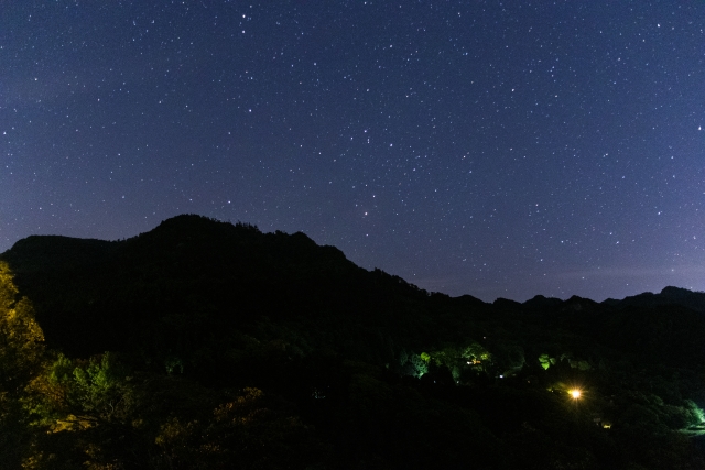 Mt. Hikosan and Starry Sky