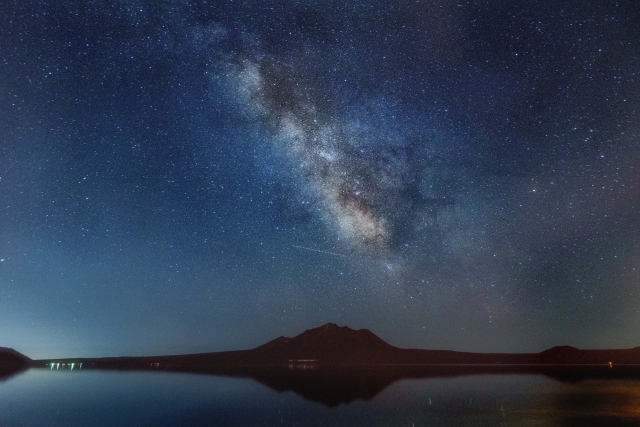 支笏湖からの天の川